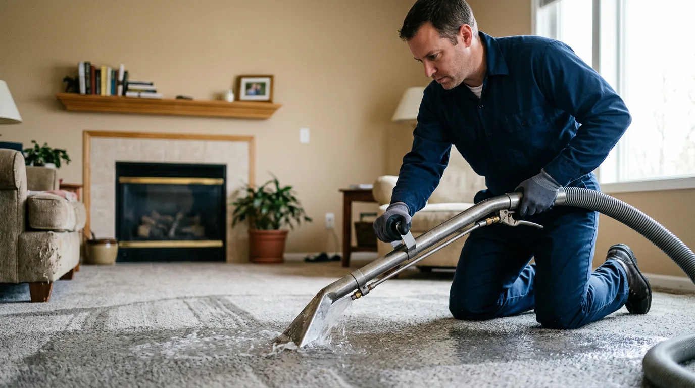 Water damage restoration technician working near Mclean, TX